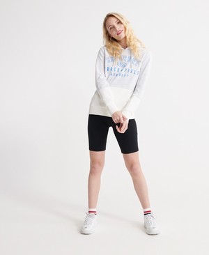 Superdry Track & Field Colour Block Loopback Női Kapucnis Pulóver Fehér | GBIJE0564